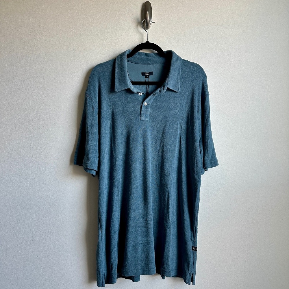 Rails Polo Shirt Mens 2XL Blue‎ Mirage Rhen Terrycloth Short Sleeve Casual NWT